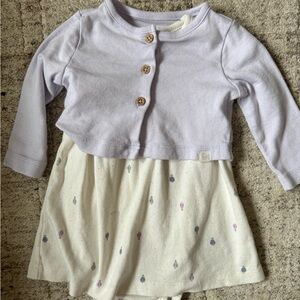 Carter's Lavender Knit Baby Top & Cream Printed Bodysuit Set NWOT
